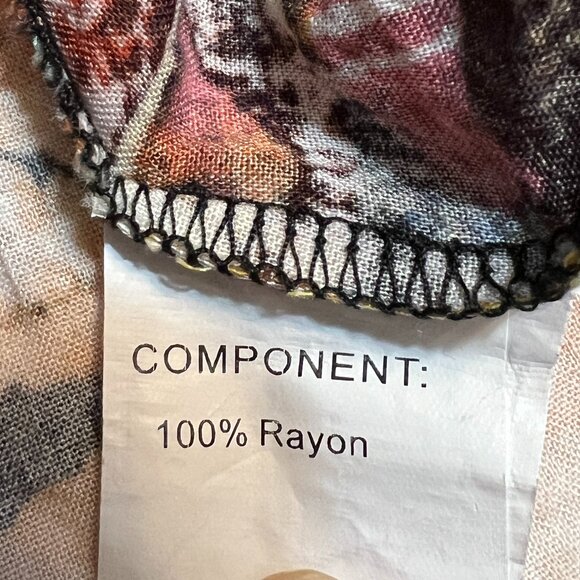 ELLA ZHU Women’s Abstract Art Print Dress Size L – Colorful Rayon Boho Summer - Picture 6 of 9